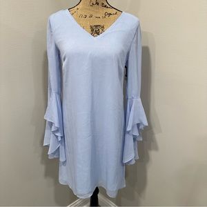 Kensie NWOT Periwinkle Blue Sheer Chiffon Ruffle Bell Sleeves Dress Size 6